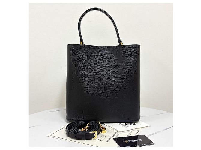 Prada Borsa Tote Pannier in Saffiano Borsa a Tracolla Nero - vista 6