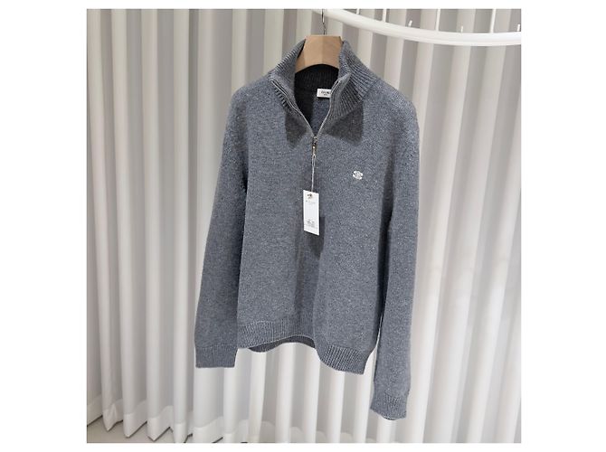 Céline Triomphe Strickpullover aus Wolle und Kaschmir mit halbem Reißverschluss grau (S-grade/XL) - Ansicht 2