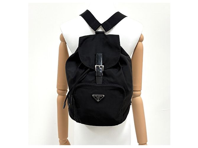 Prada Zaino in nylon con logo triangolare Nero - vista 3