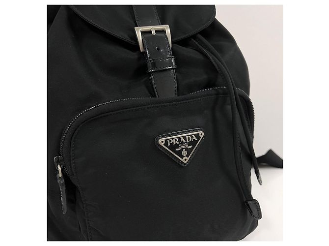 Prada Zaino in nylon con logo triangolare Nero - vista 6