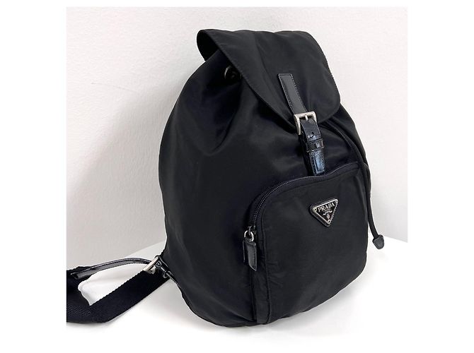 Prada Zaino in nylon con logo triangolare Nero - vista 7