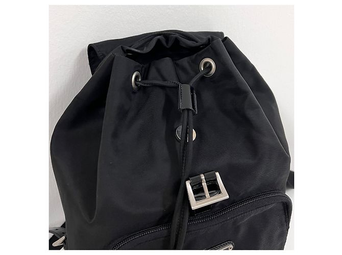 Prada Zaino in nylon con logo triangolare Nero - vista 9