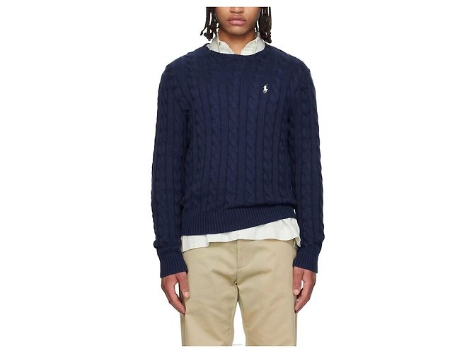 Ralph Lauren Baumwollpullover mit Zopfmuster Blau - Ansicht 6