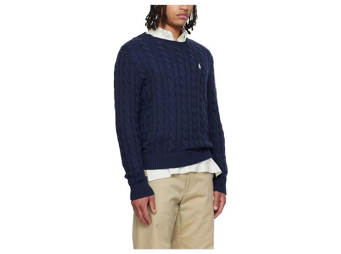 Ralph Lauren Baumwollpullover mit Zopfmuster Blau - Ansicht 7