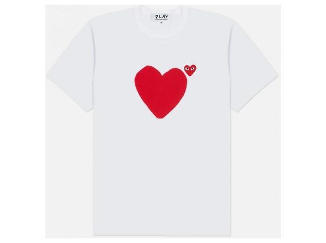 Comme Des Garcons AX Kurzarm T-Shirt rot mit Doppelherz - Ansicht 4