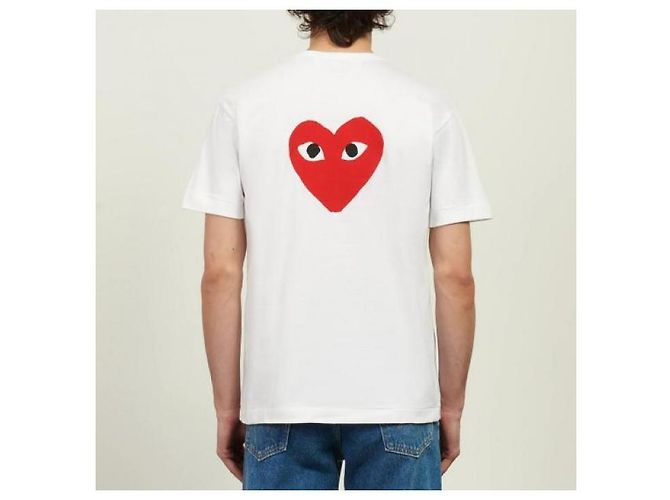 Comme Des Garcons AX Kurzarm T-Shirt rot mit Doppelherz - Ansicht 5