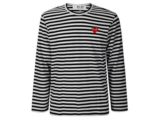 Comme Des Garcons Baumwollpullover Schwarz Weiß - Ansicht 4