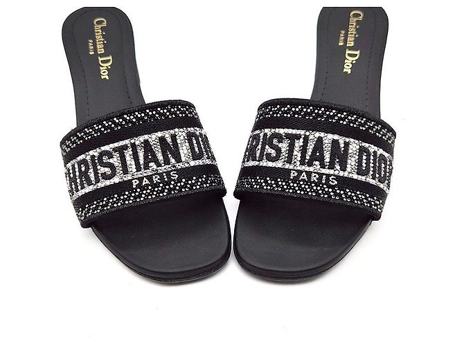 Dior Metallic Thread Strap Dway Mule Sandals - view 4