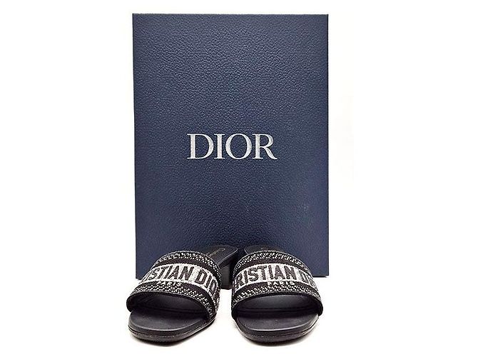 Dior Metallic Thread Strap Dway Mule Sandals - view 7