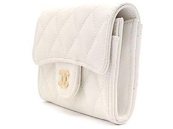 Chanel Caviar Geldbörse Weiß Leder - Ansicht 2