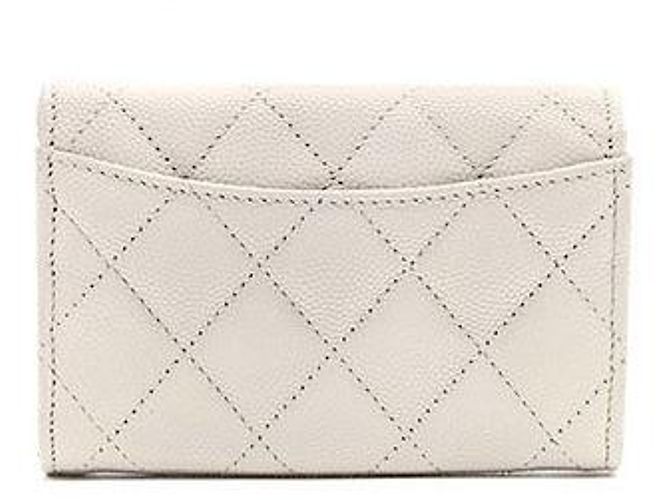 Chanel Caviar Geldbörse Weiß Leder - Ansicht 3