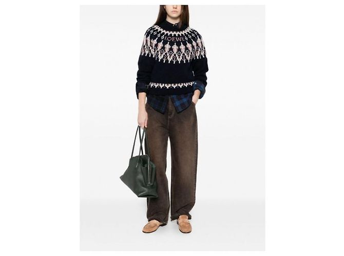 Loewe Strickpullover aus Wollmischung Navy Multi - Ansicht 5