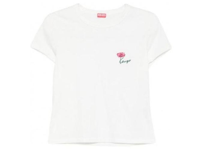 Kenzo Baumwoll-T-Shirt mit bestickter Tulpe - Ansicht 4