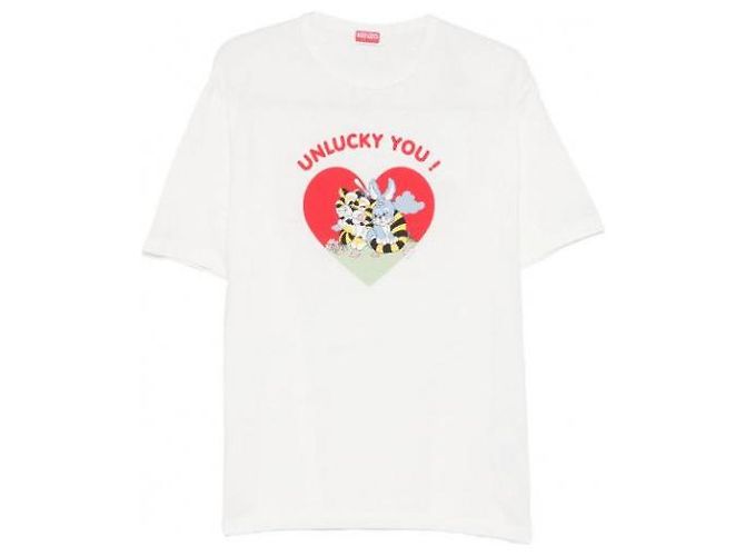 Kenzo Cartoon Baumwoll-T-Shirt Off White - Ansicht 4