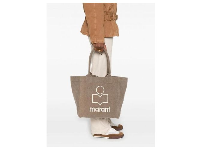 Borsa Tote Isabel Marant Small Logo Cotone Khaki Scuro - vista 5