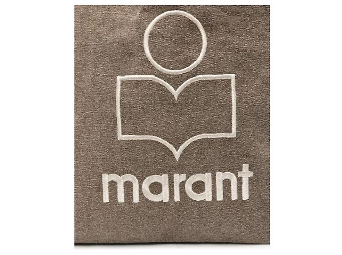 Borsa Tote Isabel Marant Small Logo Cotone Khaki Scuro - vista 7