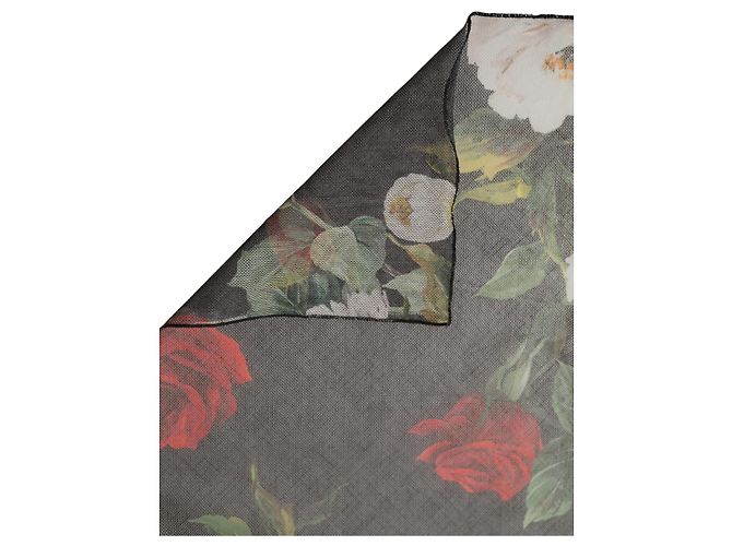 Dolce & Gabbana Chal estola bufanda de algodón con estampado floral negro - vista 3