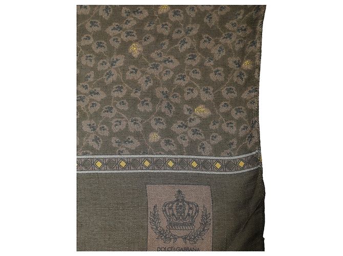 Dolce & Gabbana Sciarpa Sciarpa Floreale in Cotone Verde Oliva - vista 3