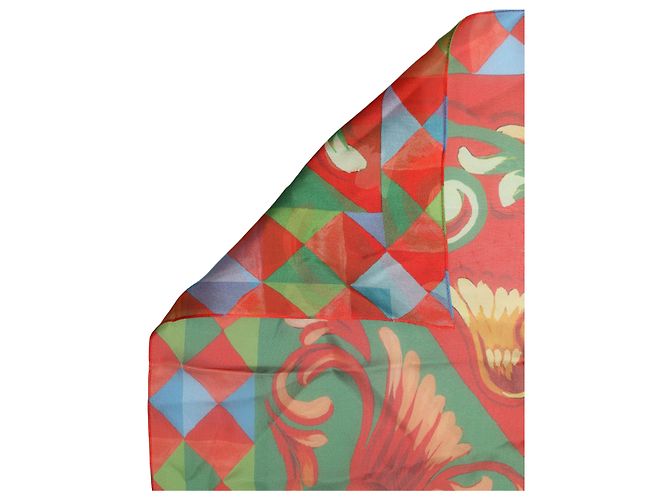 Dolce & Gabbana Foulard quadrato in seta stampato multicolore - vista 3
