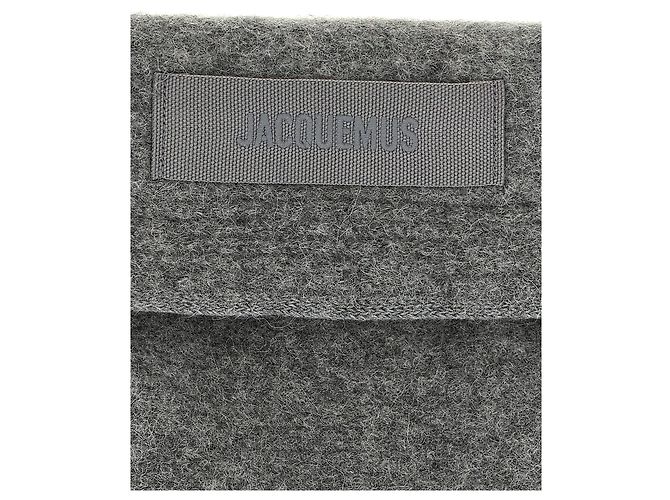 Sciarpa Jacquemus Le Chal Gros-Grain in Alpaca e Lana Grigia - vista 2