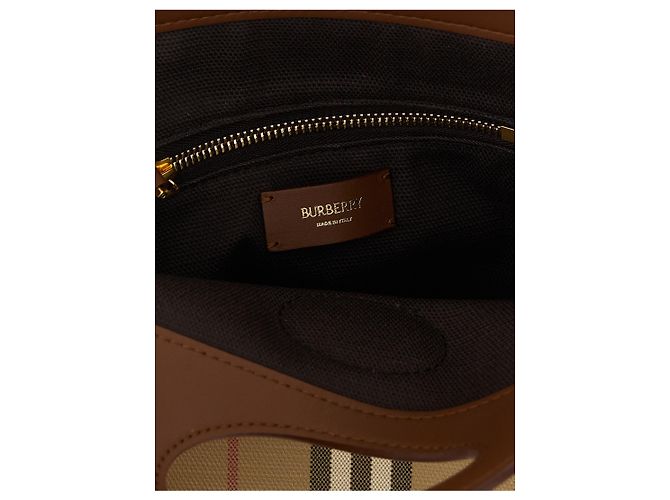Mini borsa Burberry Pocket in cotone beige Check - vista 4