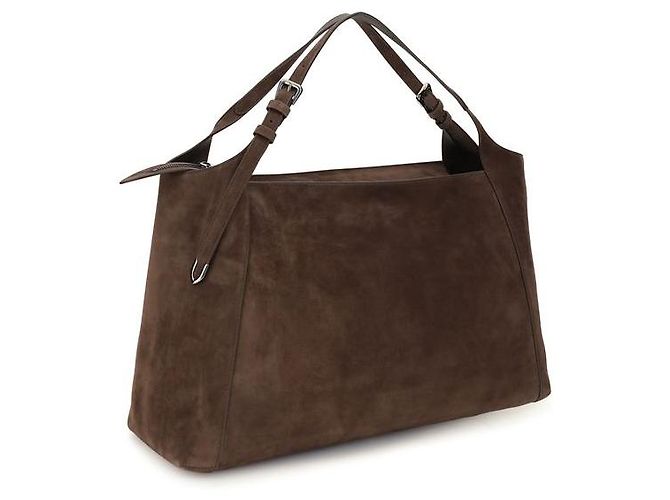 Brunello Cucinelli Borsa a tracolla in pelle scamosciata marrone - vista 2