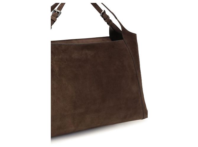 Brunello Cucinelli Borsa a tracolla in pelle scamosciata marrone - vista 4