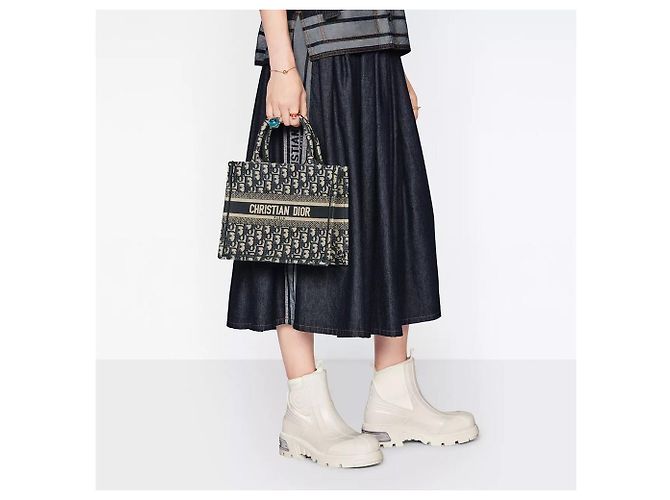 Bolso Tote Dior Oblique de algodón azul - vista 3