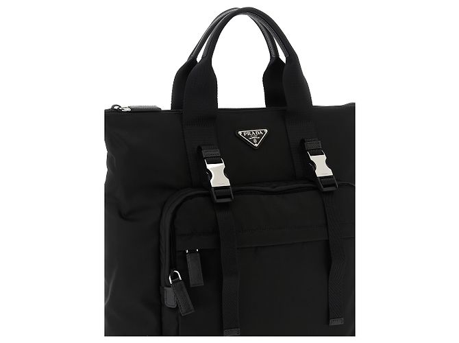 Tote Prada Sac cabas en polyamide recyclé noir - vue 3