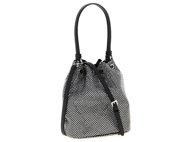 Prada Borsa Bucket Crystal Satin Marrone Pelle Saffiano - vista 2