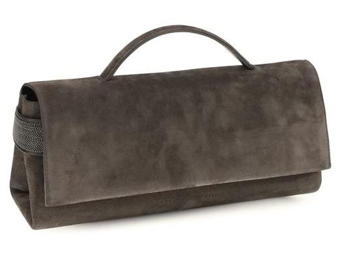 Brunello Cucinelli Borsa in pelle scamosciata marrone - vista 2