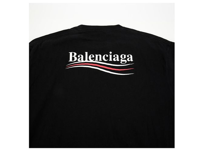 Balenciaga Wave Logo Baumwoll-T-Shirt Schwarz - Ansicht 10