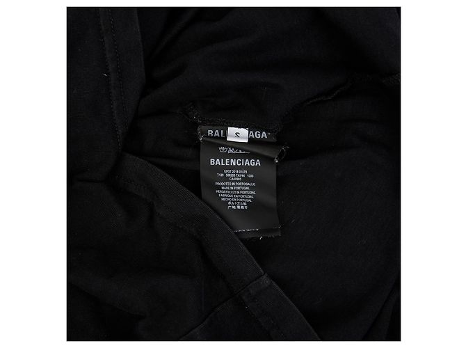Balenciaga Wave Logo Baumwoll-T-Shirt Schwarz - Ansicht 12