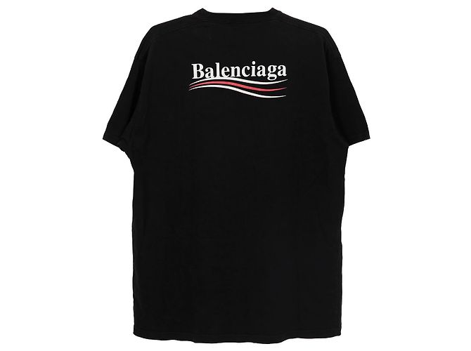 Balenciaga Wave Logo Baumwoll-T-Shirt Schwarz - Ansicht 2