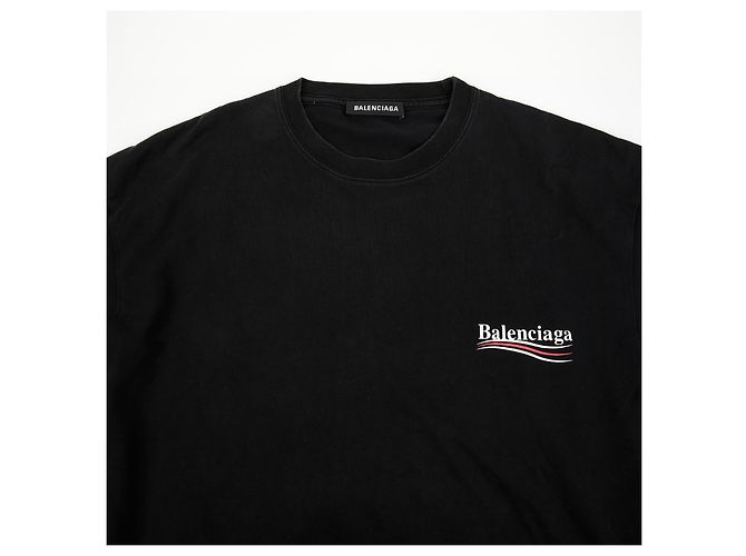 Balenciaga Wave Logo Baumwoll-T-Shirt Schwarz - Ansicht 3