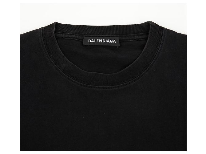 Balenciaga Wave Logo Baumwoll-T-Shirt Schwarz - Ansicht 4