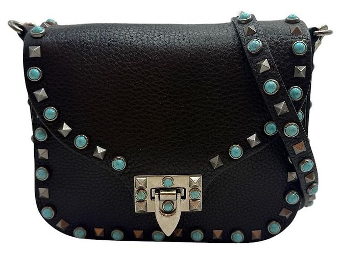 Valentino Borsa a tracolla Rockstud Turquoise Rolling Flap Small - vista 2