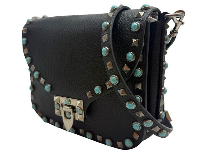 Valentino Borsa a tracolla Rockstud Turquoise Rolling Flap Small - vista 3