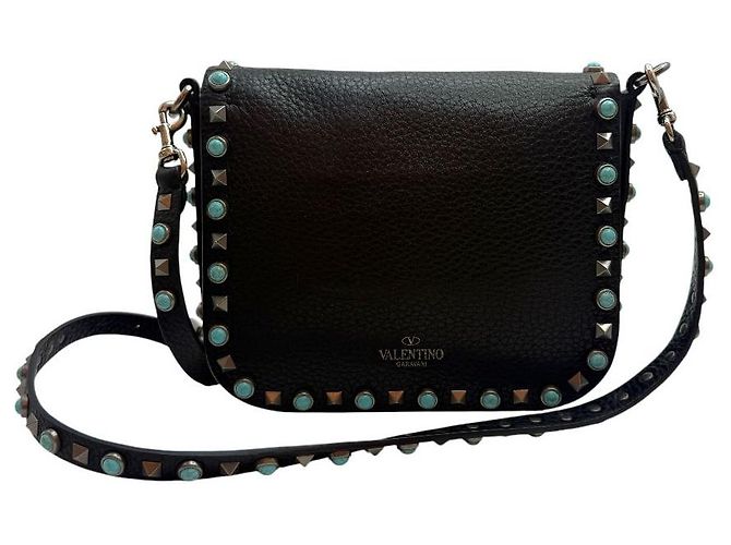 Valentino Borsa a tracolla Rockstud Turquoise Rolling Flap Small - vista 4