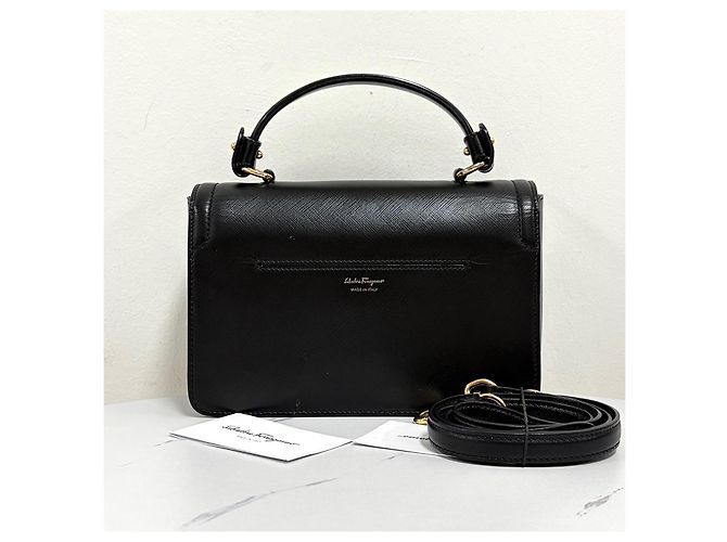 Salvatore Ferragamo Borsa a Tracolla e a Mano Celie Top Handle Shoulder Bag Crossbody Black - vista 4
