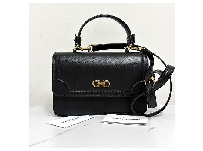 Salvatore Ferragamo Borsa a Tracolla e a Mano Celie Top Handle Shoulder Bag Crossbody Black - vista 5