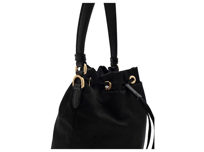 Prada Mini borsa tote a secchiello con logo triangolare - vista 7