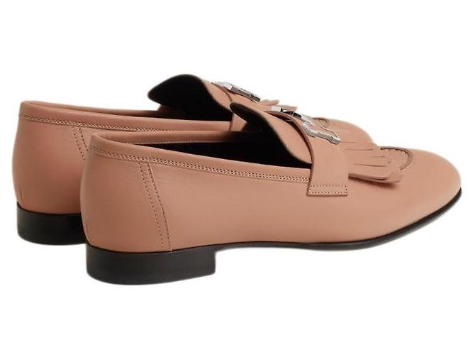 Hermès Mocassini da donna con frange e fibbia in Beige Perlino - vista 5