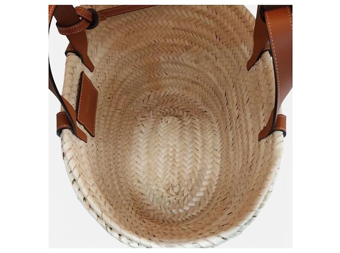 Céline Petit Panier Sac Cabas en Feuille de Palmier et Veau Classic - vue 4