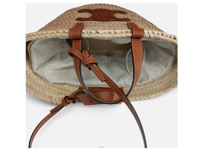 Céline Petit Panier Sac Cabas en Feuille de Palmier et Veau Classic - vue 7