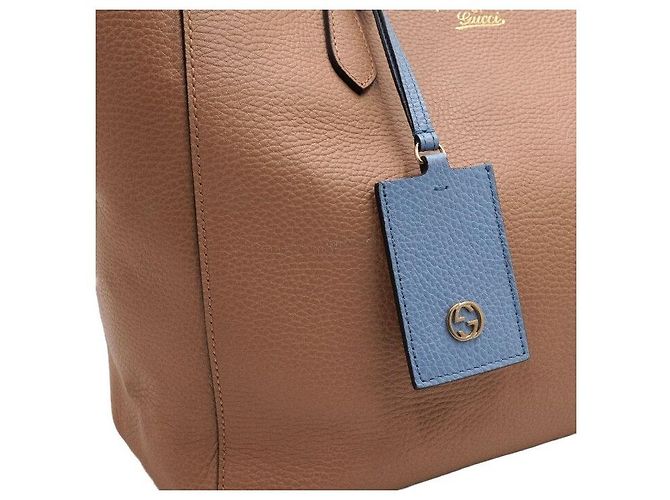 Gucci Borsa a Tracolla Shopper Swing Medium in Pelle Beige - vista 10