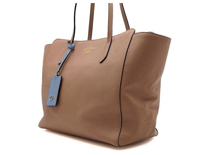 Gucci Borsa a Tracolla Shopper Swing Medium in Pelle Beige - vista 2