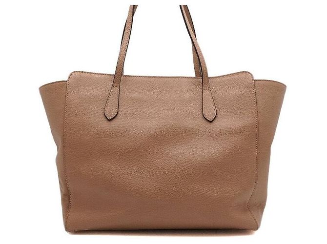 Gucci Borsa a Tracolla Shopper Swing Medium in Pelle Beige - vista 4