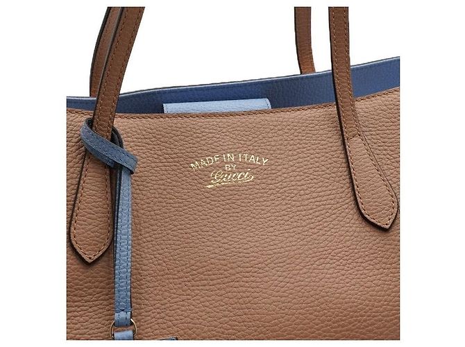 Gucci Borsa a Tracolla Shopper Swing Medium in Pelle Beige - vista 9