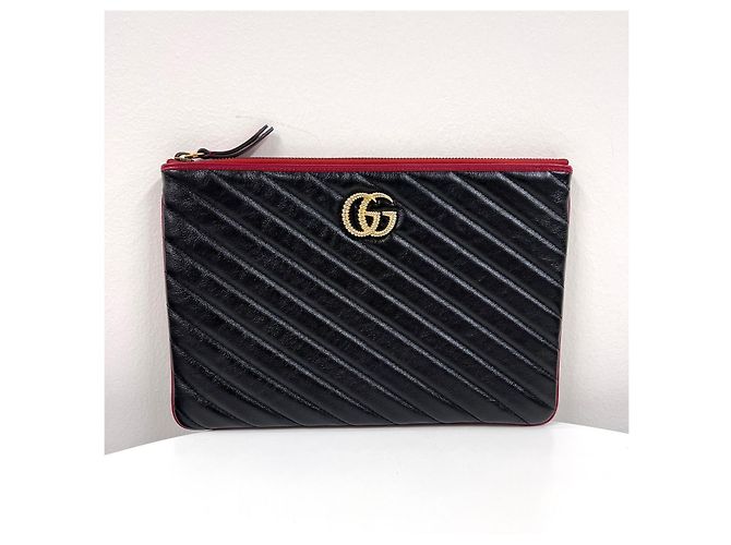 Clutch Gucci Marmont in pelle nera - vista 2